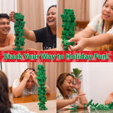 Funwares Christmas Tree Stack-Up, Wooden Blocks Stacking Game, Tumbling Tower, Family & Party Fun, Kids and Adults, Holiday Decoration, Ages 6+