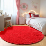 ONASAR Red Round Area Rug 4x4, Soft Bedroom Circle Rugs Floor Mat for Kids Girls Teen Room, Kawaii Fluffy Plush Shaggy Carpet for Nursery Living Room Playroom Christmas Home Decor Princess Castle