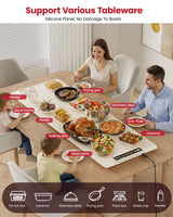 Extra Large Food Warming Mat for Countertop (XXXL 40”x16”) - Full-Surface Heating Pad with 4 Temps Settings, Ideal for Buffet Party Food Warmer, Roll-Up Electric Warming Tray for All Gathering, Beige