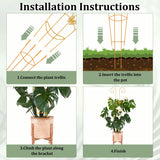 Xhwlgbal 2 Pcs 30'' Monstera Plant Trellis for Pots, Metal Garden Trellis for Outdoor Plant Climbers, Expandable Houseplant Support with Butterfly Design for Monstera Ivy Hoya Vine, Gold