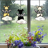 Lcensp Stained Glass Angel Wings Dog Memorial Gifts for Loss of Dog Sympathy Bereavement Gift Suncatcher, Rainbow Bridge Pet Passing Away Remembrance in Memory, Black