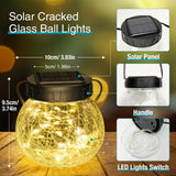 Kolpop Solar Lanterns Outdoor Waterproof 6 Pack, Hanging Solar Lights with 30 LED, Cracked Glass Hanging Globes for Garden Patio Fence Yard Christmas Tree Decoration,Warm White