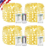 4Pack 80FT 240LED Fairy Lights Battery Operated with Remote & Timer | 8 Modes Twinkle String Lights Battery Powered Indoor Outdoor Waterproof for Bedroom Wedding Classroom Christmas Décor