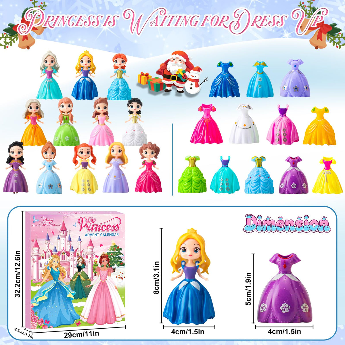 Princess Advent Calendar 2026 Girls – 24 Day Dress-up Christmas Countdown