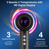 Hair Dryer, 180000 RPM High-Speed Blow Dryer, 1600W Low Noise Brushless Motor, Negative Lonic Professional Care Hair Dryer, 4 Thermo-Control with Magnetic Diffuser and Nozzle for Travel, Salon(Black)