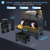 460L Folding Wagon Cart, Heavy Duty Double Decker Wagon, 600 lbs Capacity