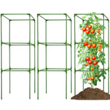 SORANGEUN 3 Pack Square Tomato Cages for Garden - 42 Inch Heavy Duty Tomato Plant Support Stakes, Sturdy Metal Core with Rust-Resistant Coating, Tomato Trellis for Raised Beds