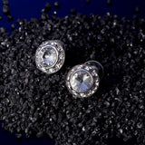 White Rhinestone Earrings Round Halo Stud Earrings for Dance Competitions