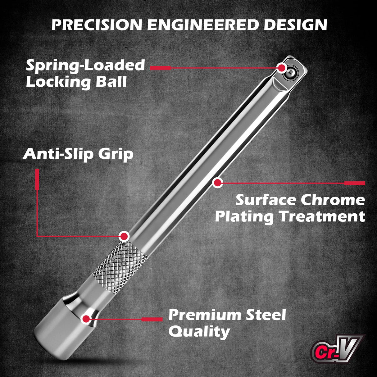 9-Piece Socket Extension Bar Set, 1/4" & 3/8" Drive Ratchet Extensions 2", 3", 4", 6", 8" & 10" with Universal Joints, CR-V Steel for Tight Spaces