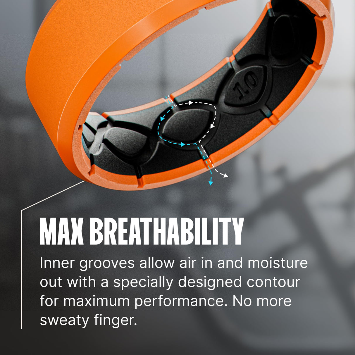 Groove Life Zeus Edge Flat Earth Anti Stretch Silicone Ring Breathable Rubber Wedding Rings for Men, Unique Design, Comfort Fit Ring - Size 9