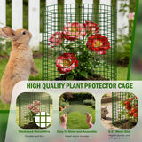 Uyittour 10 Pack Plant Protectors from Animals, 12" x 12" Round Metal Wire Garden Plant Cages to Keep Animals Out, Rabbit Proof Protection for Vegetables & Flowers with Stakes, Zip Ties & Gloves