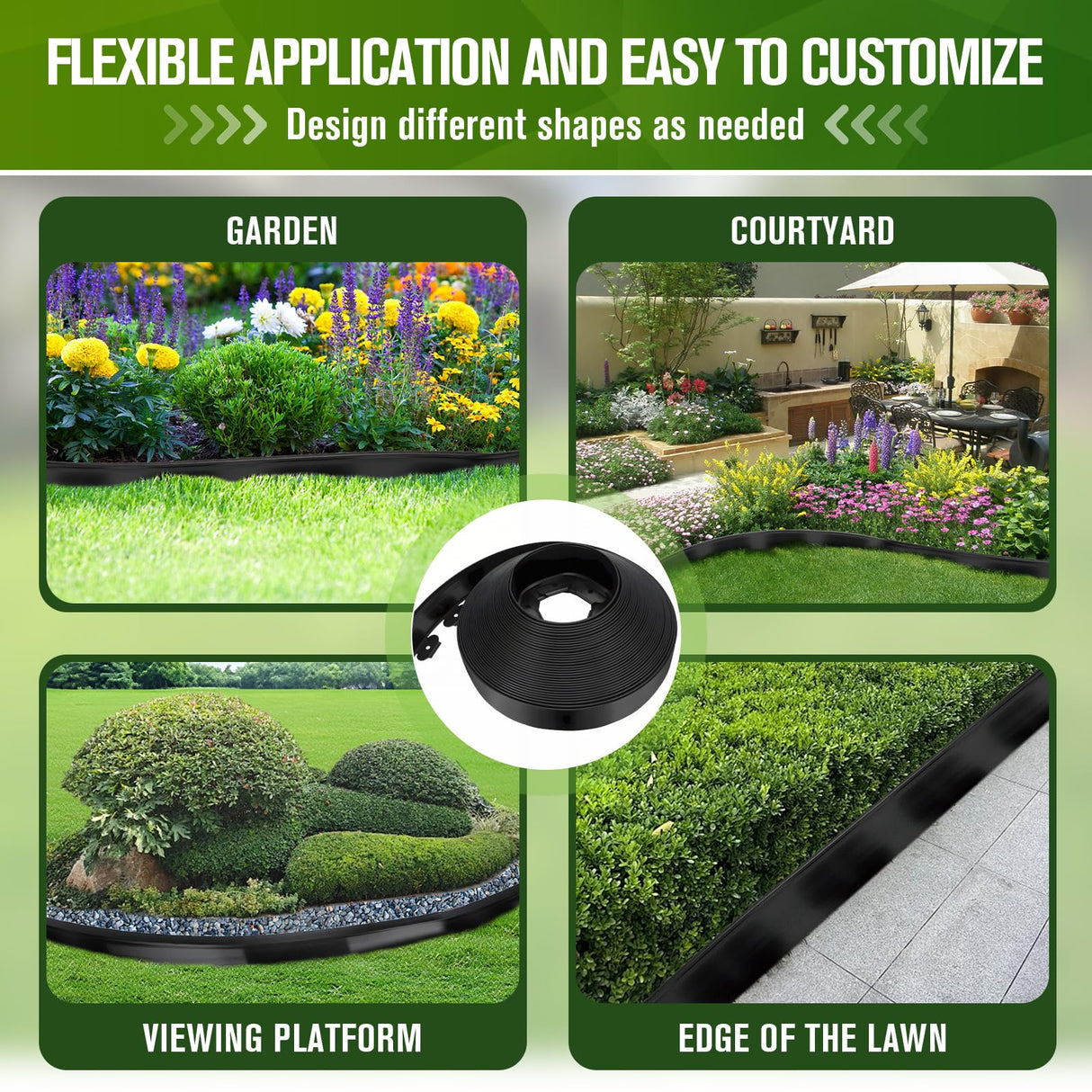 3 Inch Landscape Edging, 3" x 100' Garden Edging, 3 Inch No Dig Edging for Landscaping with 120 Pcs Anchoring Spikes and 5 Pcs Connectors Flexible Landscape Border Edging for Landscaping(Black)