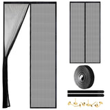 Magnetic Screen Door - Self Sealing, Heavy Duty, Hands Free Mesh Partition Keeps Bugs Out Let Breeze in- Pet and Kid Friendly - Keep Open Feature (Black, Fit Door Size 38 x 82 Inch)