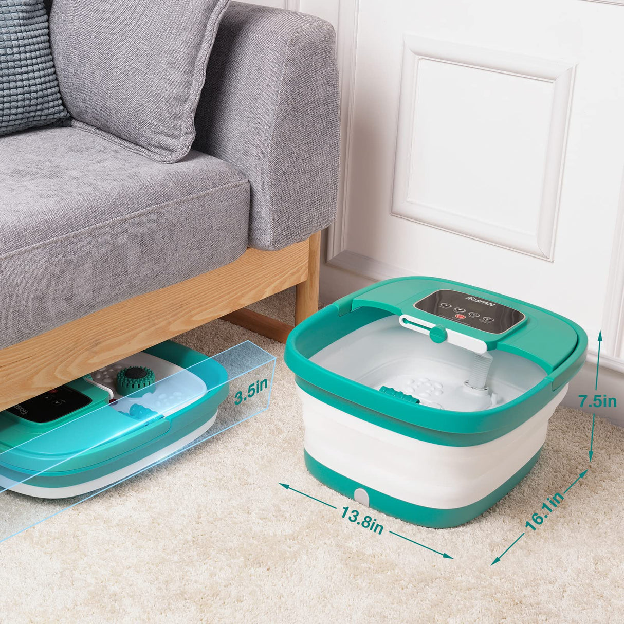 HOSPAN Collapsible Foot Spa with Heat, Bubble, Red Light, and Temperature Control, Foot Bath Massager with 8 Shiatsu Massage Rollers, Pedicure Foot Spa for Relaxation - FS01A