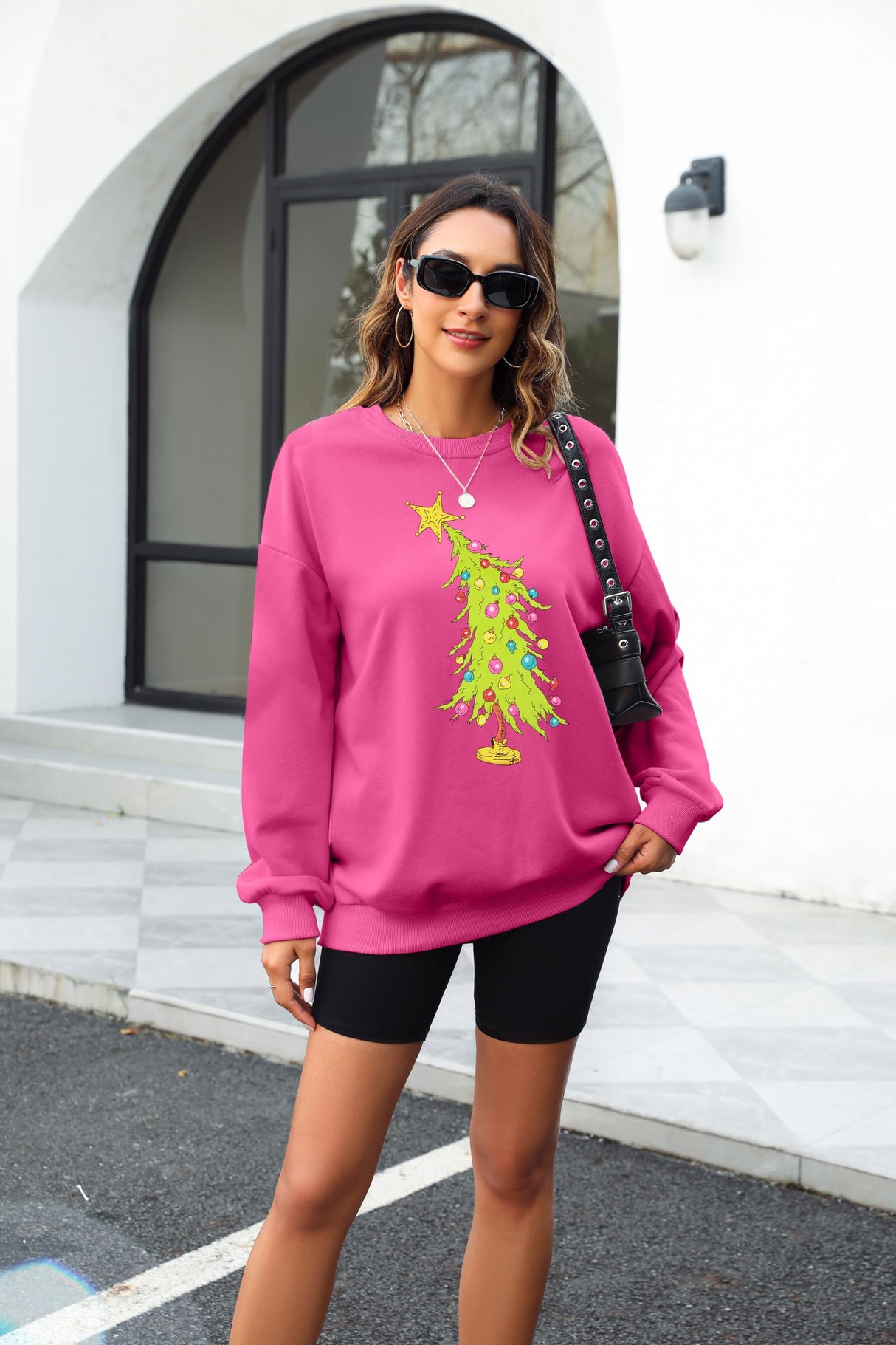 MAXIMGR Christmas Sweatshirts for Women Christmas Tree Graphic Sweatshirt Merry Christmas Shirts Xmas Holiday Pullover Tops
