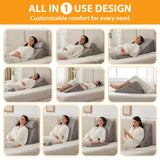 Ruqmuis 3PCS Wedge Pillow Set for After Surgery, Wedge Pillow Headboard, Adjustable 9&12 Inch Bed Pillow Wedge for Sleeping, Acid Reflux, Orthopedic Pillow Wedge for Back Pain Relief, Gerd, Grey