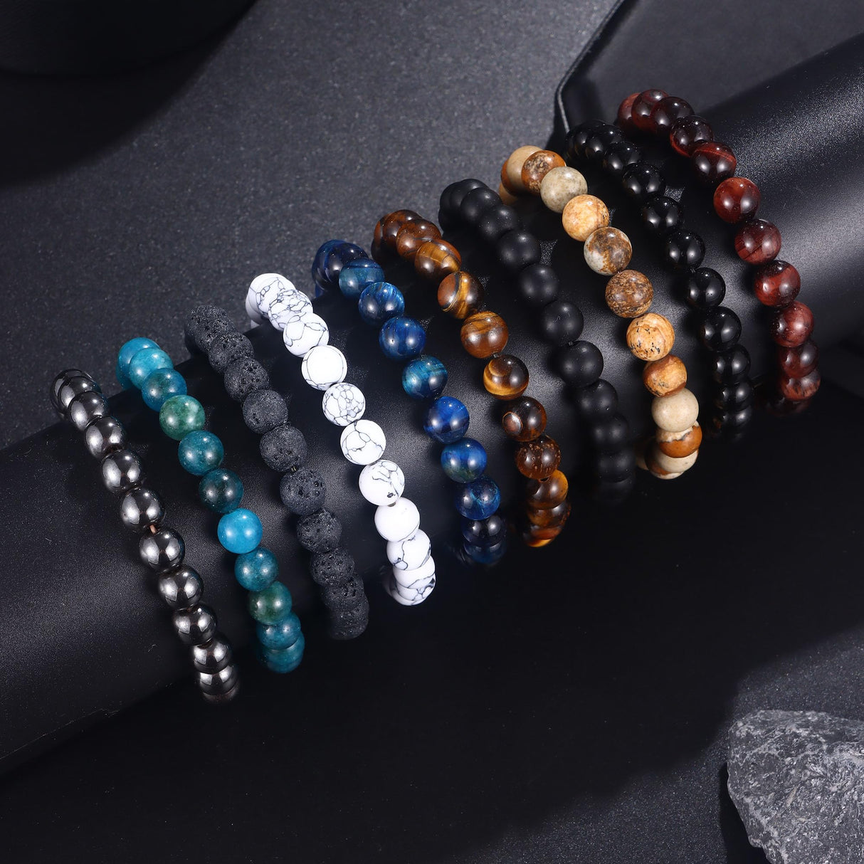 SONNYX 10PCS 8MM Tiger Eye Bracelet for Men Women