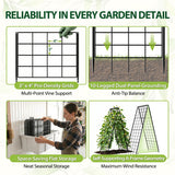 Heavy Duty 2 Pack 50"x17" Adjustable A-Frame Trellis for Climbing Plants Outdoor, Metal Rust-Proof Garden Trellis, Dense Grid Climbing Frame Trellis for Raised Beds, Cucumber, Tomatoes Outdoor