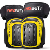 REXBETI Knee Pads for Work, Construction Knee Pads for Men, Heavy Duty Comfortable Anti-slip Foam Gel Knee Pads for Gardening Flooring and Cleaning, Strong Stretchable Straps, Yellow