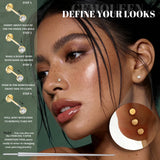 GEMQUEEN G23 Titanium Flat Back Earrings Hypoallergenic : 14K Gold Plated Threadless Bezel Earring 16G Cartilage Helix Tragus Conch Piercing Jewelry Small Nose Lip Labret Studs for Women Men 4 Pairs