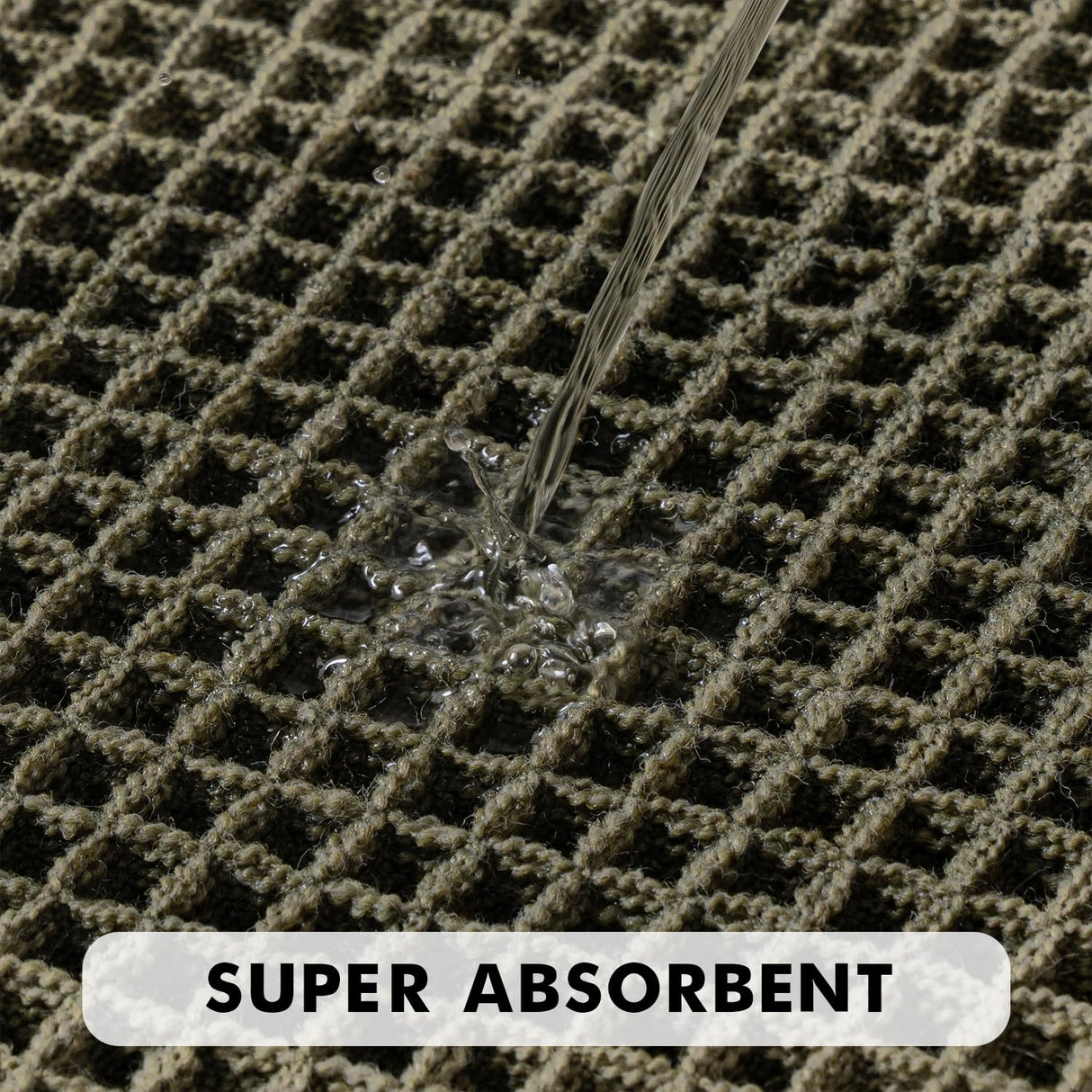 MIULEE Set of 2 Waffle Bathroom Rugs, Super Absorbent Non Slip Bath Rugs, Washable Bath Mats with Tassels, Ultra Soft Rubber Backed Shower Mats for Bathroom Floor, Tub, Christmas Green, 18x30 Inch