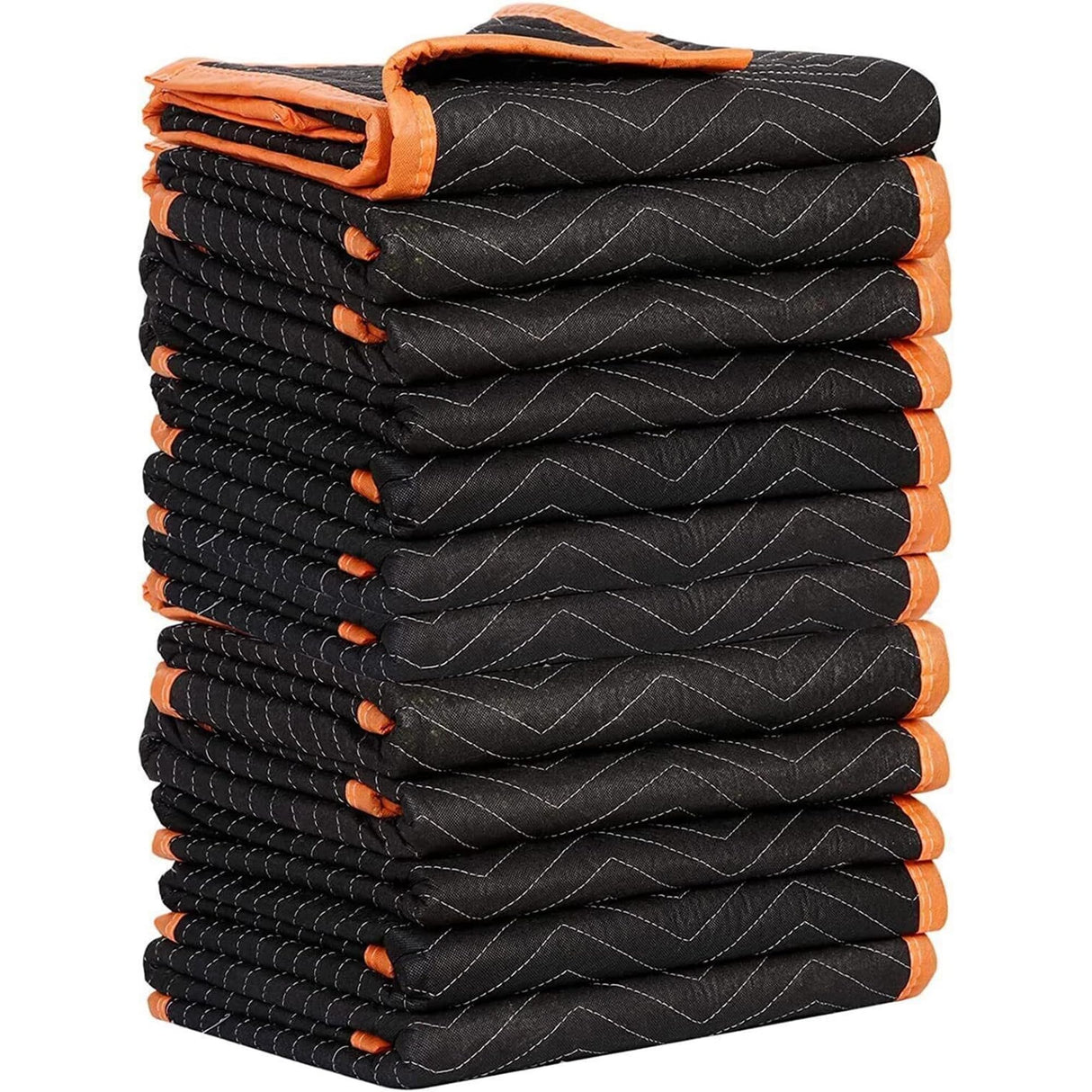 SIMPLI-MAGIC 79523 Heavy Duty Padded Moving Blankets, Black/Orange, 72” x 80”, 12 Pack