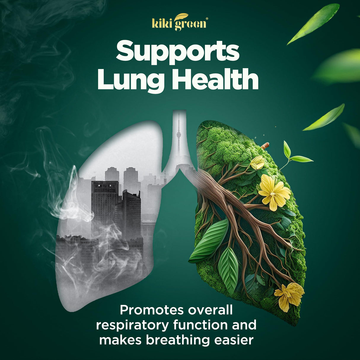 KIKI Green Mullein Leaf Extract Capsules - Vegan Herbal Supplement - for Lung Cleanse, Support, Better Respiratory, Immune Function - 1000mg 45 Servings - 90 Count