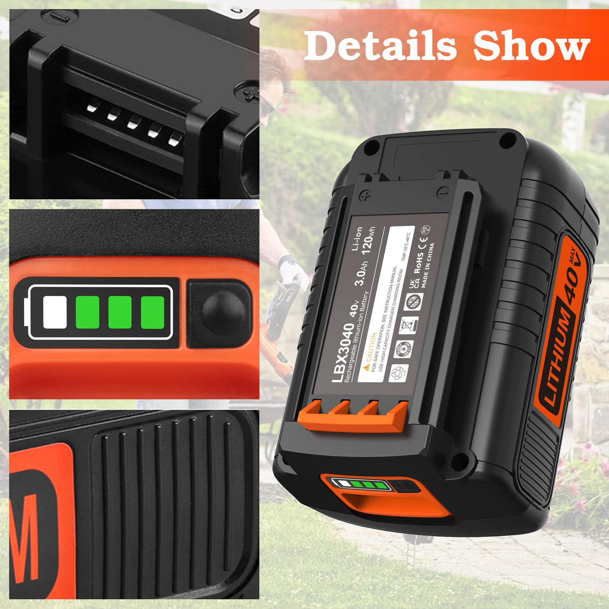 40V MAX Replacement for Black and Decker 40V Lithium Battery LBX2040 LST136 LBXR2036 LBXR36 LHT2436 LCS1240 LBX1540 LBX36 LSWV36 LST540 LST136W Black+Decker Lithium Ion