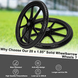 Upgraded 20" Flat Free Wheels for rubbermaid Wheelbarrow Tires