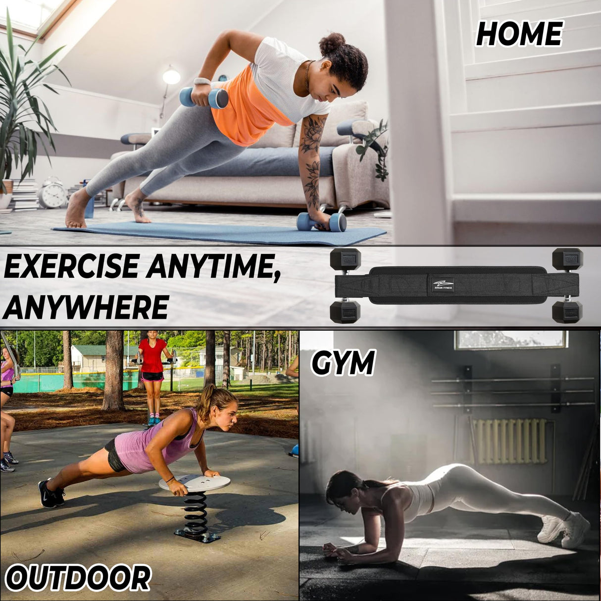 Zokani Fitness Hip Thrust Belt - Heavy duty, Comfortable, Adjustable Glute Trainer with Anti-Slip Pads. Ideal for Home Workouts with Dumbbells, Kettlebells, Plates. Extra Padding for Gym and Home Fitness hold up to 600 lbs - Black