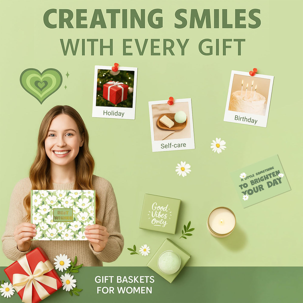 Gift Baskets for Women, Unique Birthday Gifts for Women, Best Friend Inspirational Gifts Spa Gifts Christmas Gift for Woman Ideas Box Set Her Teen Girl Sister Friendship - Brighten up Her Day!