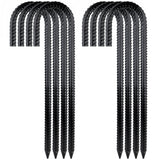 Garden Stakes Galvanized Steel, 12IN J Hook Ground Anchors Heavy Duty Rebar Stakes for Outdoor Decorations, Tent, Fencing and Landscape 8 Pack