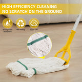 Midoneat Commercial Heavy Duty Industrial Mop with Long Handle,59" Looped-End String Wet Cotton Mops for Floor Cleaning, Including Three mop Head Replacement