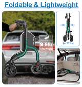 HOMLAND 3 Wheel Walkers for Seniors, FSA/HSA Eligible Foldable Wheeled Rollator with Cane Hold and Cup Hold, Lightweight Three Wheel Rolling Walker Height Adjustable for Seniors