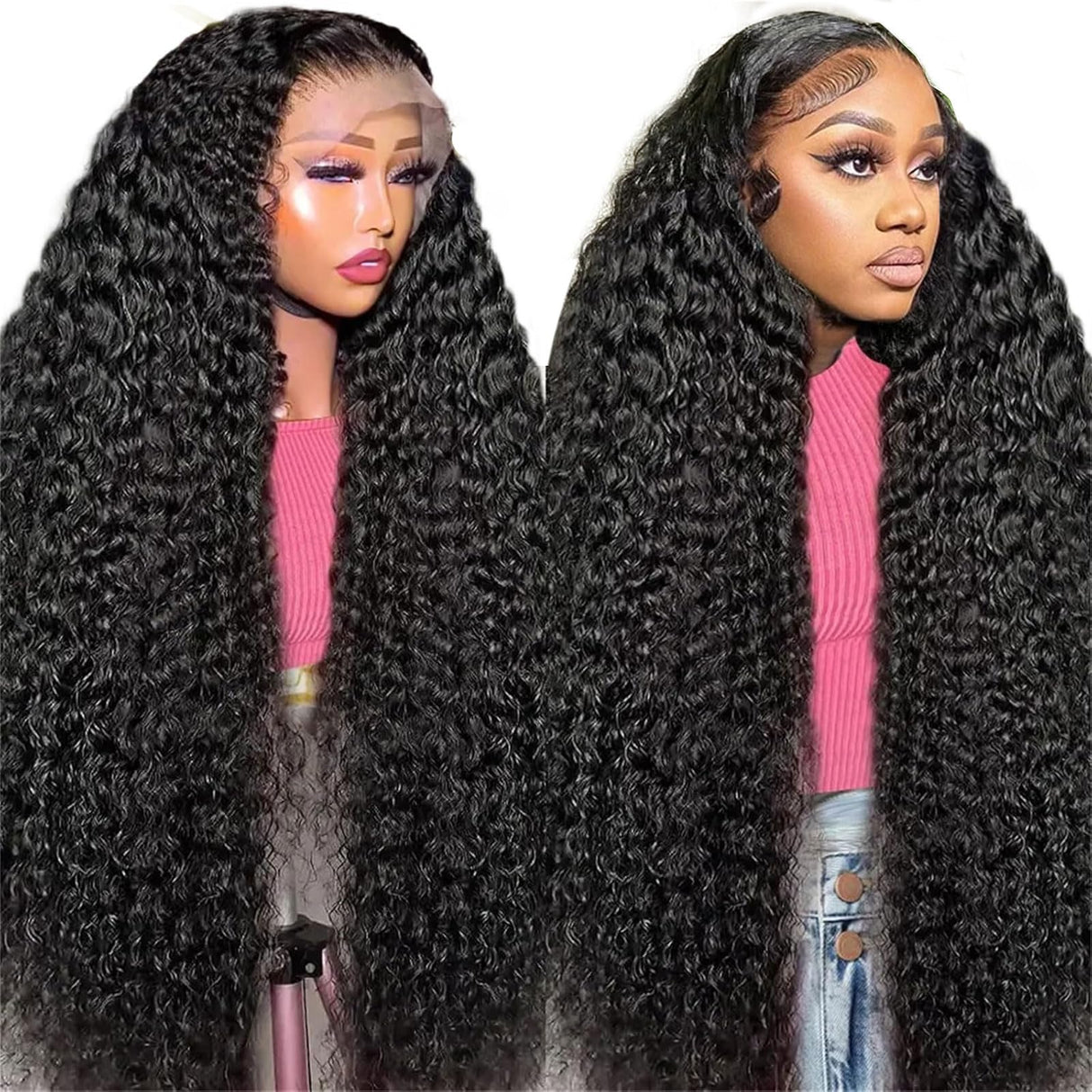IJFMMEL 34 Inch 13x6 Deep Wave Lace Front Wigs Human Hair 200% Density Deep Curly Human Hair Wigs For Women 13x6 HD Transparent Deep Wave Lace Frontal Wig Human Hairr