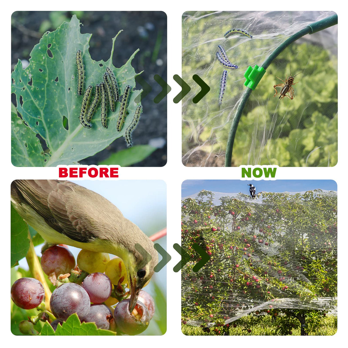Garden Netting Kit 10×30 FT Ultra Fine Mesh Plant Protection Cover