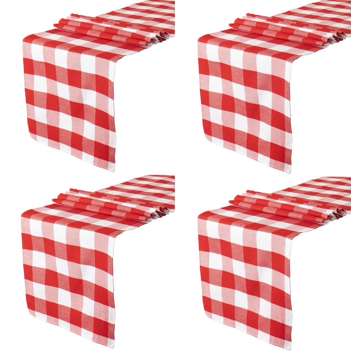 ShinyBeauty 4 Packs Checkered Table Runners 108 Inches Long Red and White Table Runner Christmas Decorations Farmhouse Plaid Linen for Dinning Party Outdoor Tables (14”X108”)