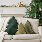 Christmas Decorations Plush Throw Pillows: Soft Green Velvet Christmas Tree Shaped Pillow, Cute Rustic Stuffed Cushion Xmas Decor Indoor for Kids Home Sofa Bed Couch Office Couch Living Room, Set of 3