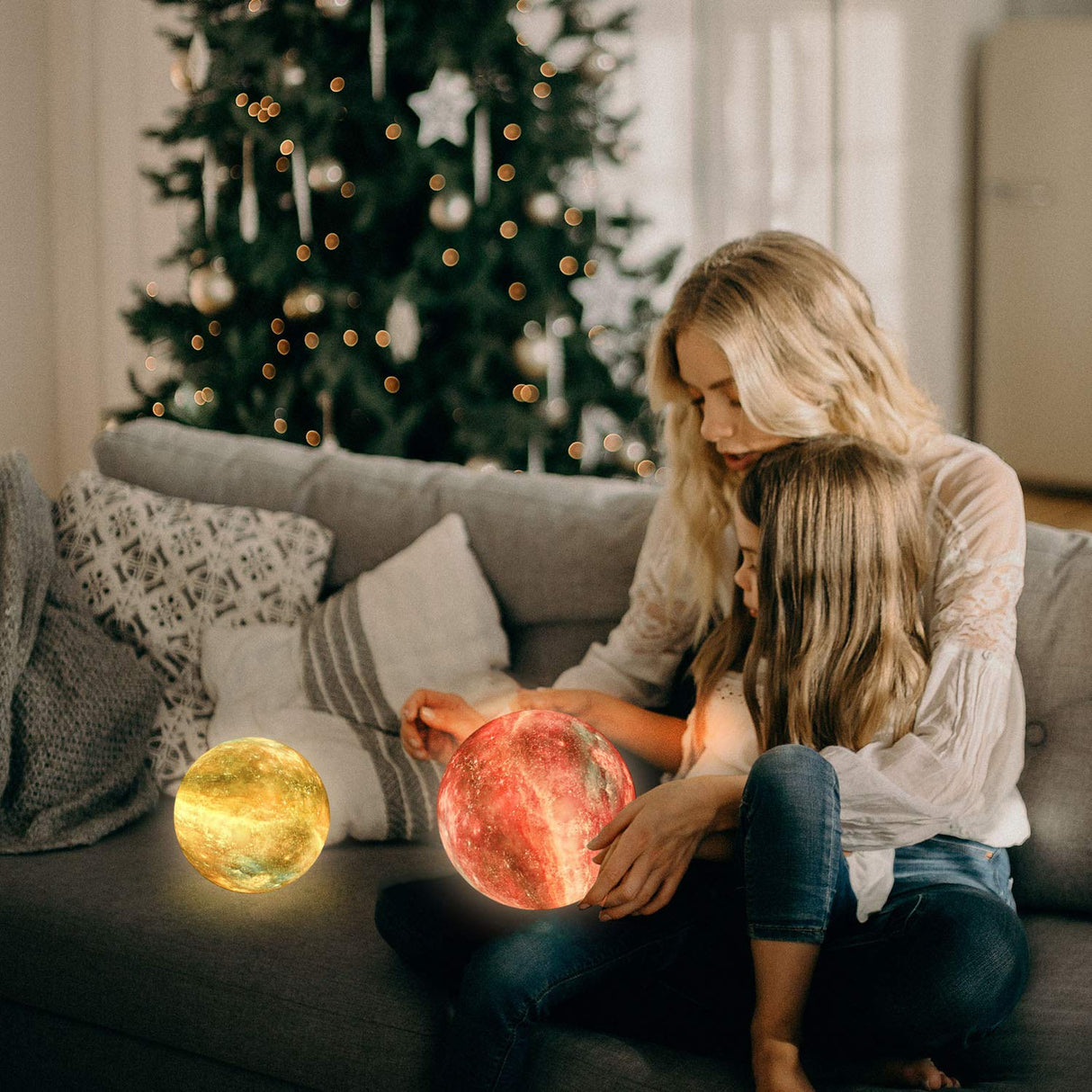Moon Lamp, Night Light, 16 Colors LED Moon Light 7.0 inch 3D Printing Kids Light Lamp with Stand, Remote&Touch Control, USB Rechargeable, Gift for Kids Friends Parent Birthday Christmas New Year