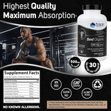 Trace Minerals Beef Organ, 600mg - Bone & Energy Health Support Supplement - Nutritional Supplement Aids Healthy Organs - Healthy Hearth & Immunity Support with Minerals - 180 Capsules (30 Servings)
