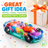 ArtCreativity Light-Up Transparent Sensory Car Toy, Bump-and-Go, Ages 3+