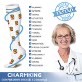 CHARMKING Compression Socks for Women & Men (8 Pairs) 15-20 mmHg Graduated Copper Support Socks are Best for Pregnant, Nurses - Boost Performance, Circulation, Knee High & Wide Calf (L/XL, Multi 54)