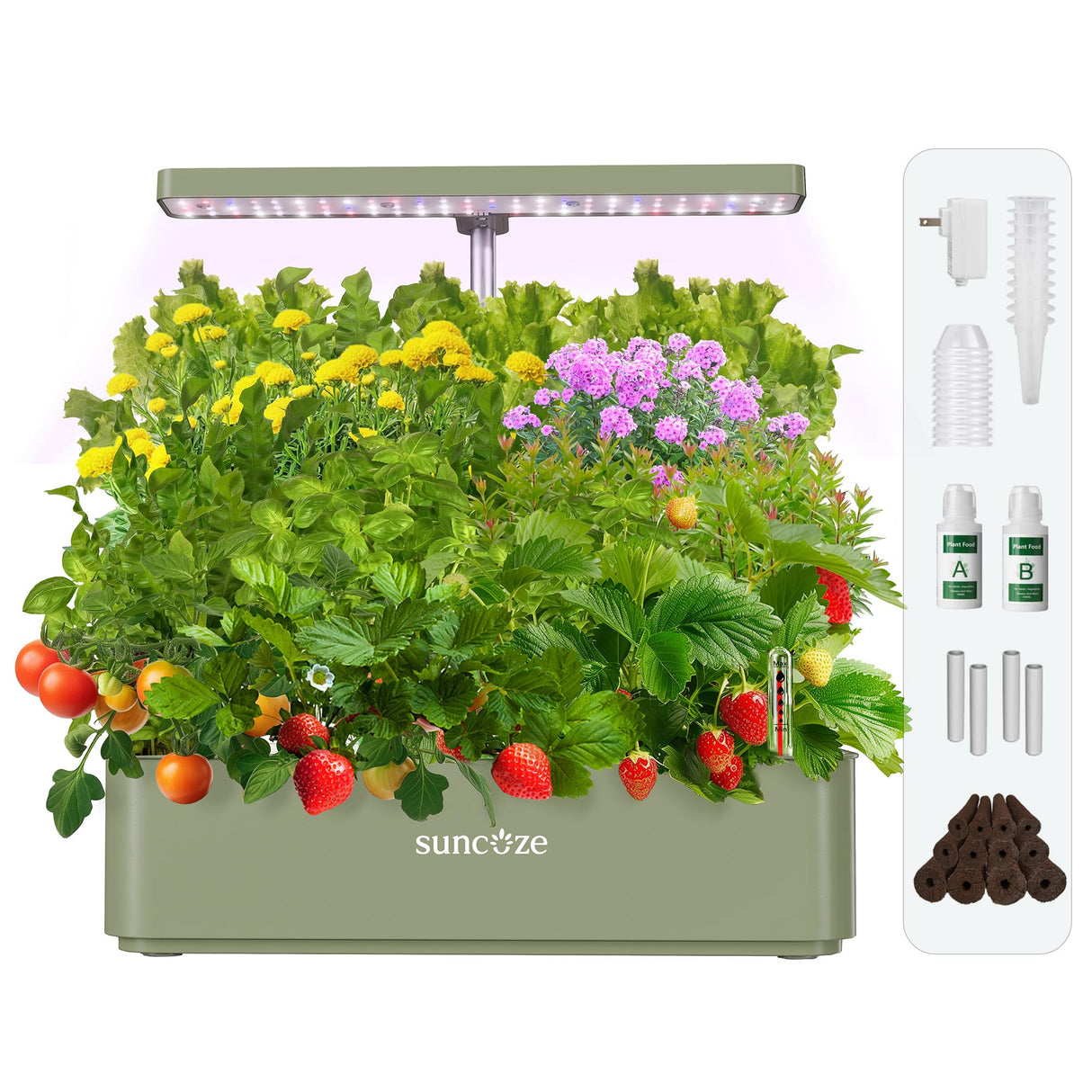 SUNCOZE Hydroponics Growing System, Compact 12 Pods Indoor Garden, Green