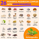 Mushroom Gummies for Adults 4000mg, Brain Supplements for Memory and Focus, 26 in 1 Mushroom Supplement Complex with Ashwagandha & Lion's Mane, Turkey Tail, Reishi, Cordyceps, Organic, 120 Count