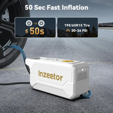 Inzeetor 150 PSI Tire Inflator Portable Air Compressor, 12V DC Auto Shutoff Air Pump with Digital Pressure Gauge and Emergency LED Light for Car Tires, Bicycle & Balloons, White