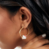 Hello Kitty Hoop Earrings for Women Official License, Gold Tone