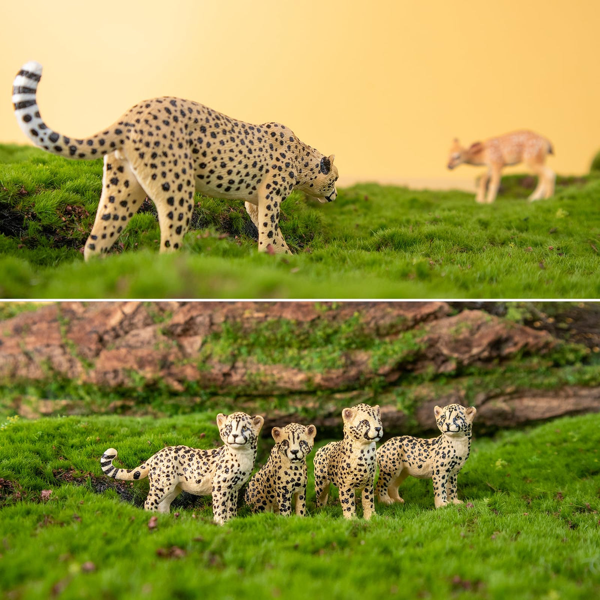 Toymany 8PCS Realistic Cheetah Figurines Toy, Cake Topper & Gift for Kids