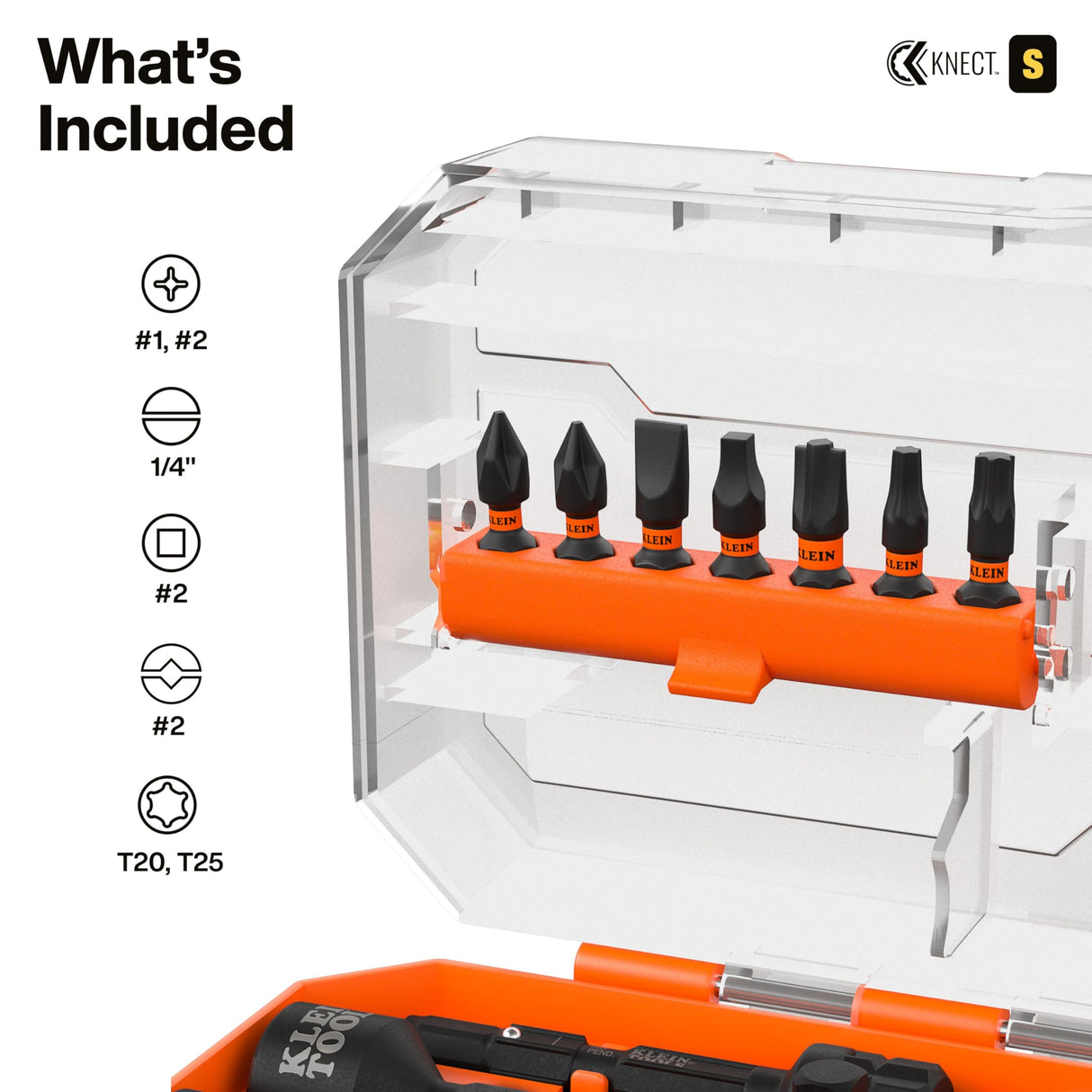 Klein Tools 65302KNECT Impact Socket Set, KNECT (S) 33-Piece SAE and Metric Pass-Through Socket Tool Set, Impact Driver Adapter, MODbox Tool Organization