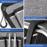 FINPAC Wheelchair Side Storage Bag w/Cup Holder, Wheelchair Armrest Accessories Pouch with Pen Slot and Reflective Strips for Power Walkers, Rollators, Seniors - Gray