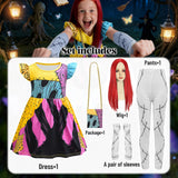 shyhand Sally Costume for Girls Kids Nightmare Before Christmas Dress Wig Pants Accessories Sally Cosplay Outfit 3-12 Years